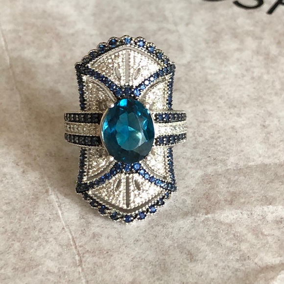 Rarities 5.39 ct. London Blue Topaz Ring Shield - Picture 3 of 10